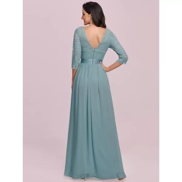 imageEverPretty Womens Bridesmaid Dresses 34 Sleeve Empire Waist Maxi Mother of The Bride Dresses 07412Blue