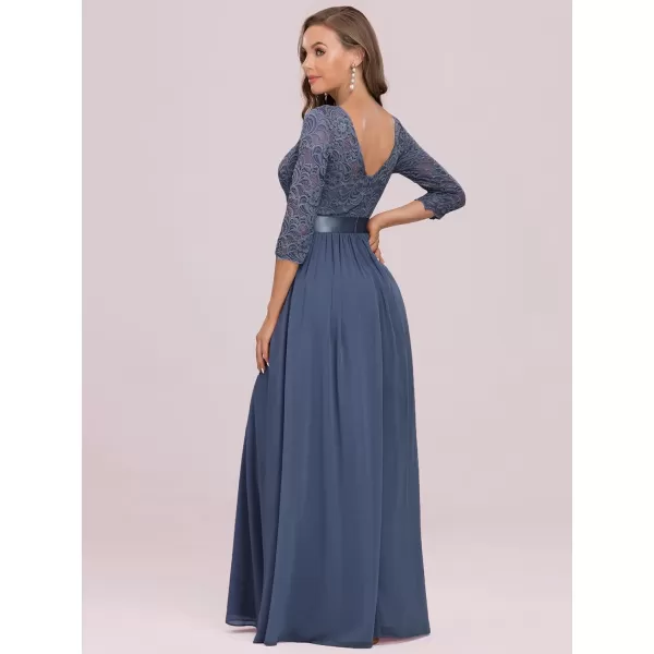 imageEverPretty Womens Bridesmaid Dresses 34 Sleeve Empire Waist Maxi Mother of The Bride Dresses 07412Dusty Blue