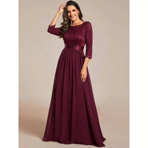 imageEverPretty Womens Bridesmaid Dresses 34 Sleeve Empire Waist Maxi Mother of The Bride Dresses 07412Mulberry