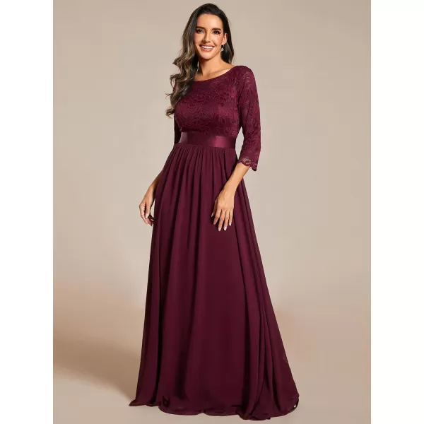 imageEverPretty Womens Bridesmaid Dresses 34 Sleeve Empire Waist Maxi Mother of The Bride Dresses 07412Mulberry