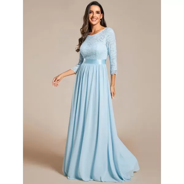 imageEverPretty Womens Bridesmaid Dresses 34 Sleeve Empire Waist Maxi Mother of The Bride Dresses 07412Sky Blue