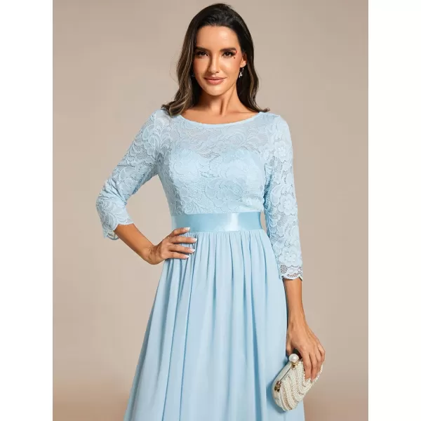 imageEverPretty Womens Bridesmaid Dresses 34 Sleeve Empire Waist Maxi Mother of The Bride Dresses 07412Sky Blue