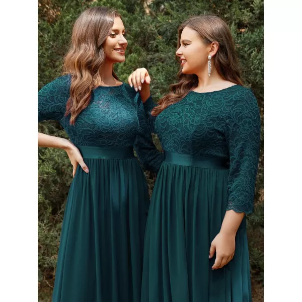 imageEverPretty Womens Bridesmaid Dresses 34 Sleeve Empire Waist Maxi Mother of The Bride Dresses 07412Teal