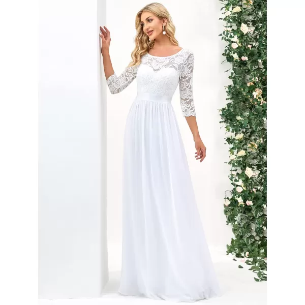 imageEverPretty Womens Bridesmaid Dresses 34 Sleeve Empire Waist Maxi Mother of The Bride Dresses 07412White