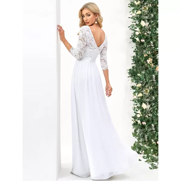 imageEverPretty Womens Bridesmaid Dresses 34 Sleeve Empire Waist Maxi Mother of The Bride Dresses 07412White