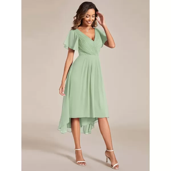 imageEverPretty Womens Summer Dress Chiffon VNeck Short Wedding Guest Dress with Ruffled Sleeves 01923Mint Green