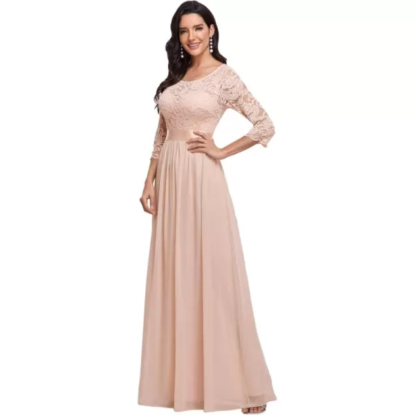 imageEverPretty Womens Bridesmaid Dresses 34 Sleeve Empire Waist Maxi Mother of The Bride Dresses 07412Blush