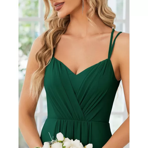 imageEverPretty Womens Chiffon Bridesmaid Dress VNeck Backless Ruched ALine Maxi Formal Dresses 01692Dark Green