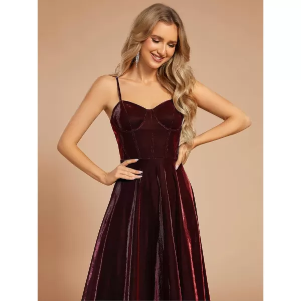 imageEverPretty Womens Custom Iridescent Mesh Spaghetti Strap VNeck Aline Backless Sexy Tulle Evening Dress 02170Burgundy