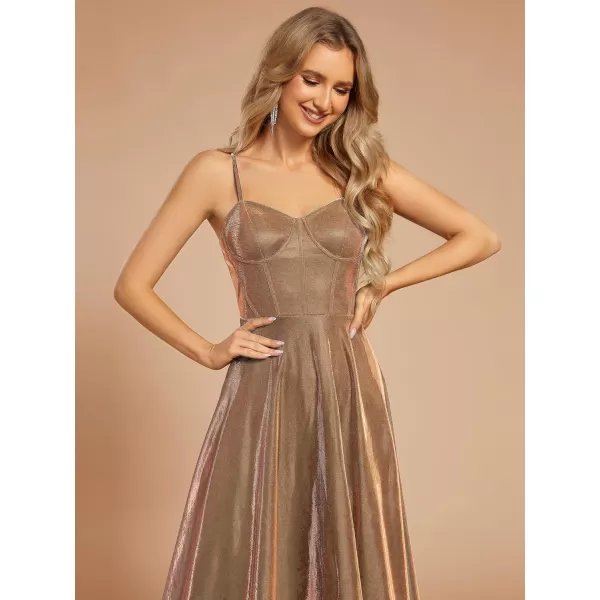 imageEverPretty Womens Custom Iridescent Mesh Spaghetti Strap VNeck Aline Backless Sexy Tulle Evening Dress 02170Rose Gold