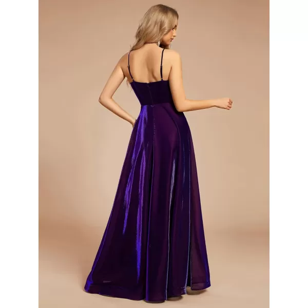 imageEverPretty Womens Custom Iridescent Mesh Spaghetti Strap VNeck Aline Backless Sexy Tulle Evening Dress 02170Sapphire Blue
