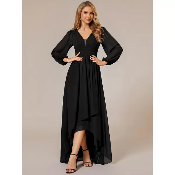 imageEverPretty Womens Fall Lantern Sleeve A Line High Low Bridesmaid Dresses 02043Black