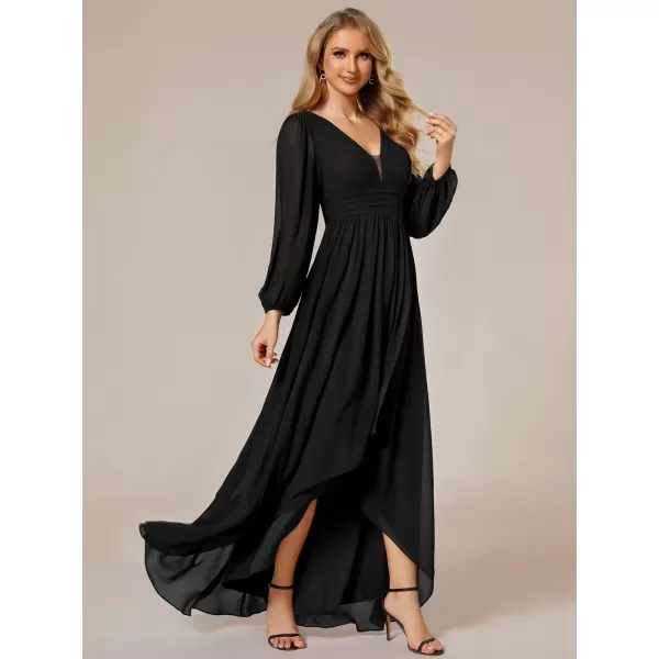 imageEverPretty Womens Fall Lantern Sleeve A Line High Low Bridesmaid Dresses 02043Black