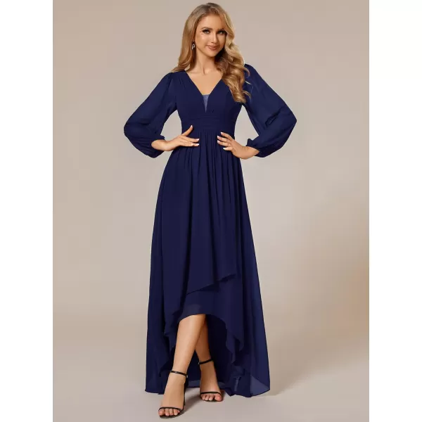 imageEverPretty Womens Fall Lantern Sleeve A Line High Low Bridesmaid Dresses 02043Navy Blue