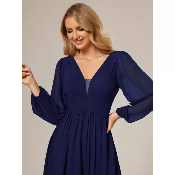 imageEverPretty Womens Fall Lantern Sleeve A Line High Low Bridesmaid Dresses 02043Navy Blue