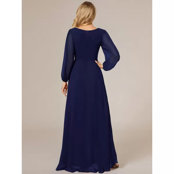 imageEverPretty Womens Fall Lantern Sleeve A Line High Low Bridesmaid Dresses 02043Navy Blue