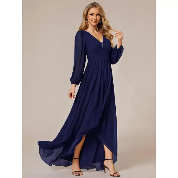 imageEverPretty Womens Fall Lantern Sleeve A Line High Low Bridesmaid Dresses 02043Navy Blue