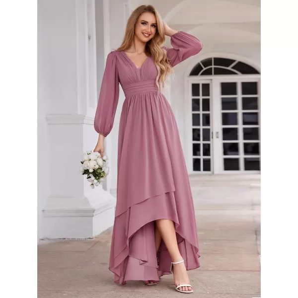 imageEverPretty Womens Fall Lantern Sleeve A Line High Low Bridesmaid Dresses 02043Orchid