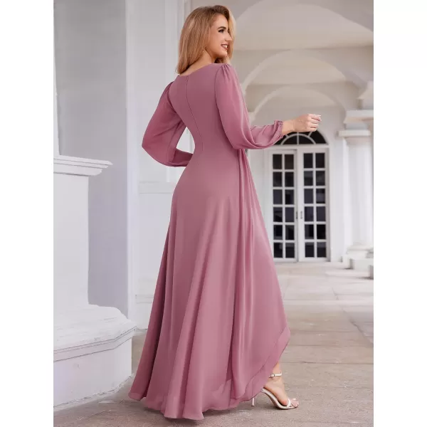 imageEverPretty Womens Fall Lantern Sleeve A Line High Low Bridesmaid Dresses 02043Orchid