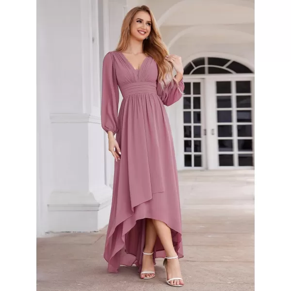 imageEverPretty Womens Fall Lantern Sleeve A Line High Low Bridesmaid Dresses 02043Orchid
