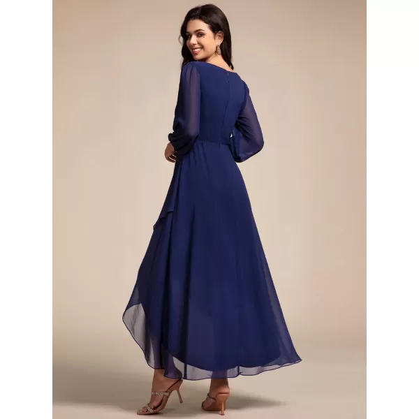 imageEverPretty Womens Long Sleeves V Neck A Line Appliques Midi Chiffon Maxi Formal Dresses 03027Navy Blue