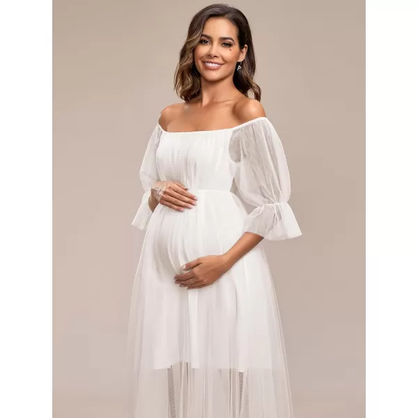 imageEverPretty Womens OffShoulder Aline Tulle Maternity Dress for Baby Shower 20862Cream