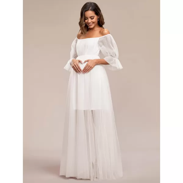 imageEverPretty Womens OffShoulder Aline Tulle Maternity Dress for Baby Shower 20862Cream