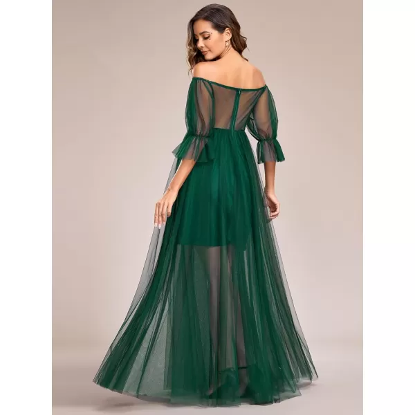 imageEverPretty Womens OffShoulder Aline Tulle Maternity Dress for Baby Shower 20862Dark Green