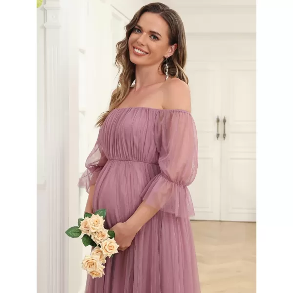 imageEverPretty Womens OffShoulder Aline Tulle Maternity Dress for Baby Shower 20862Orchid