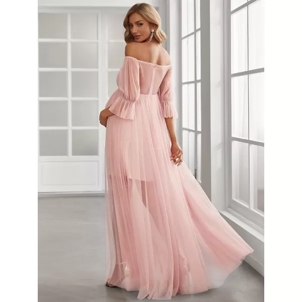 imageEverPretty Womens OffShoulder Aline Tulle Maternity Dress for Baby Shower 20862Pink