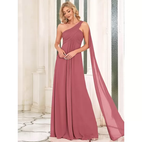 imageEverPretty Womens Summer OneShoulder Empire Waist Chiffon Pleated Maxi Formal Dress 09816Came Brown