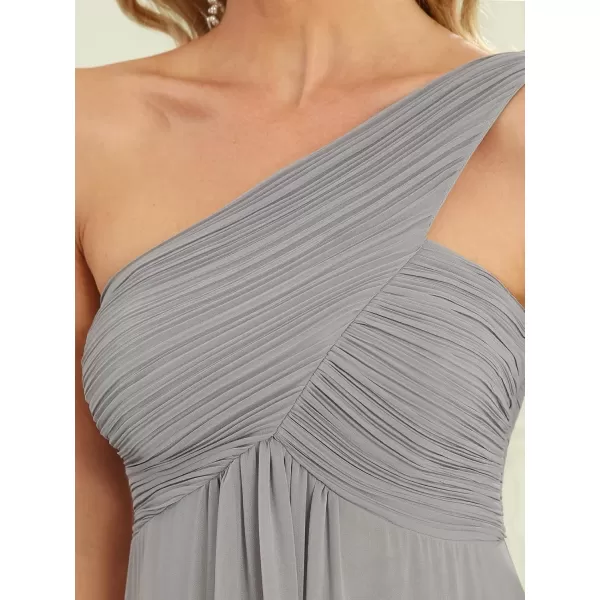 imageEverPretty Womens Summer OneShoulder Empire Waist Chiffon Pleated Maxi Formal Dress 09816Gray