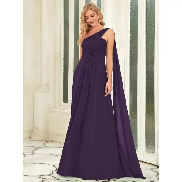 imageEverPretty Womens Summer OneShoulder Empire Waist Chiffon Pleated Maxi Formal Dress 09816Purple