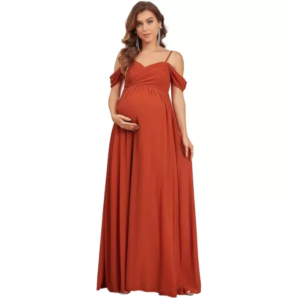 imageEverPretty Womens Ruched Spaghetti Staps V Neck Short Sleeves Maternity Formal Party Dress 20809EYBurnt Orange