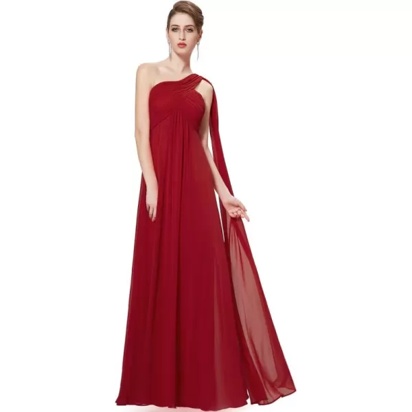 imageEverPretty Womens Summer OneShoulder Empire Waist Chiffon Pleated Maxi Formal Dress 09816Burgundy