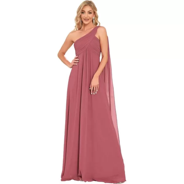 imageEverPretty Womens Summer OneShoulder Empire Waist Chiffon Pleated Maxi Formal Dress 09816Came Brown