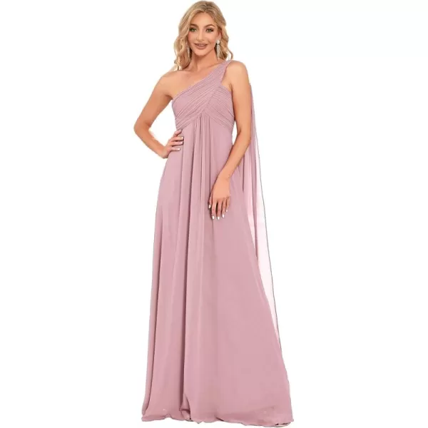 imageEverPretty Womens Summer OneShoulder Empire Waist Chiffon Pleated Maxi Formal Dress 09816Dusty Rose