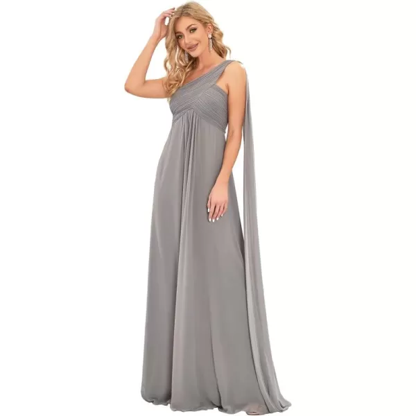 imageEverPretty Womens Summer OneShoulder Empire Waist Chiffon Pleated Maxi Formal Dress 09816Gray