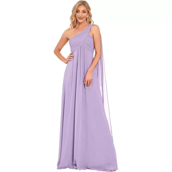 imageEverPretty Womens Summer OneShoulder Empire Waist Chiffon Pleated Maxi Formal Dress 09816Lavender