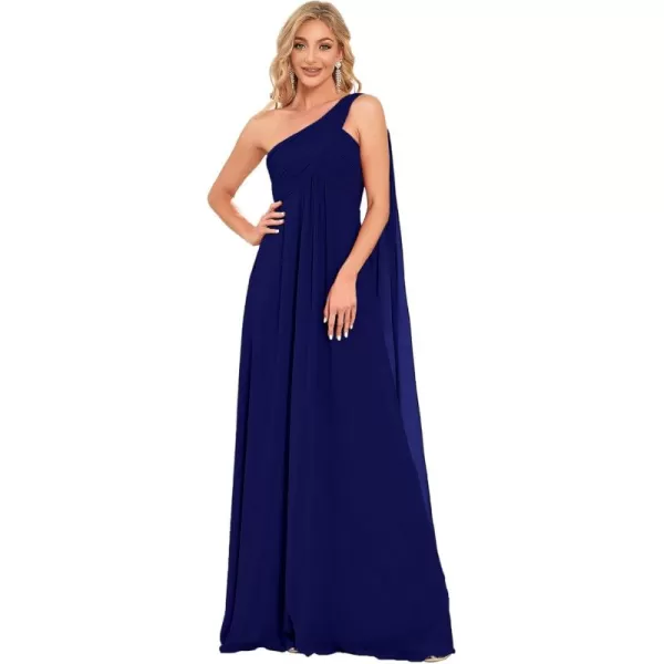 imageEverPretty Womens Summer OneShoulder Empire Waist Chiffon Pleated Maxi Formal Dress 09816Royal Blue