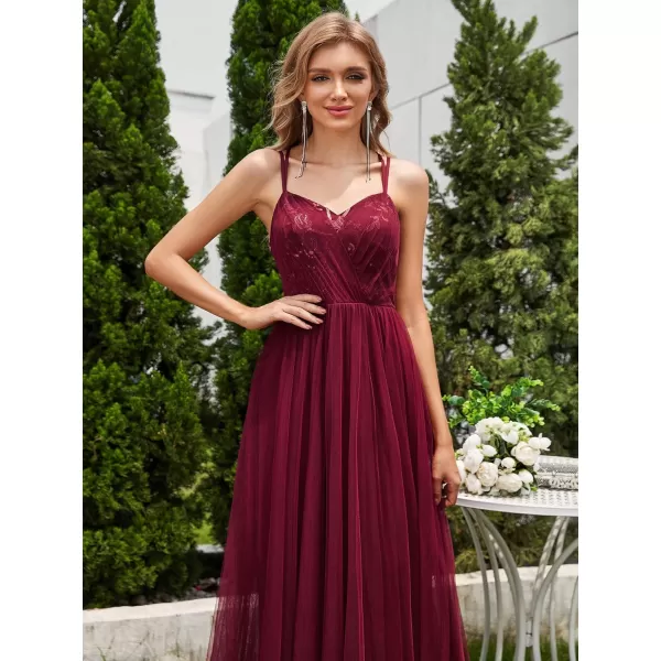 imageEverPretty Womens V Neck Sequin Sleeveless Summer Dresses Backless Bandage Floor Length Formal Dresses 02164Burgundy