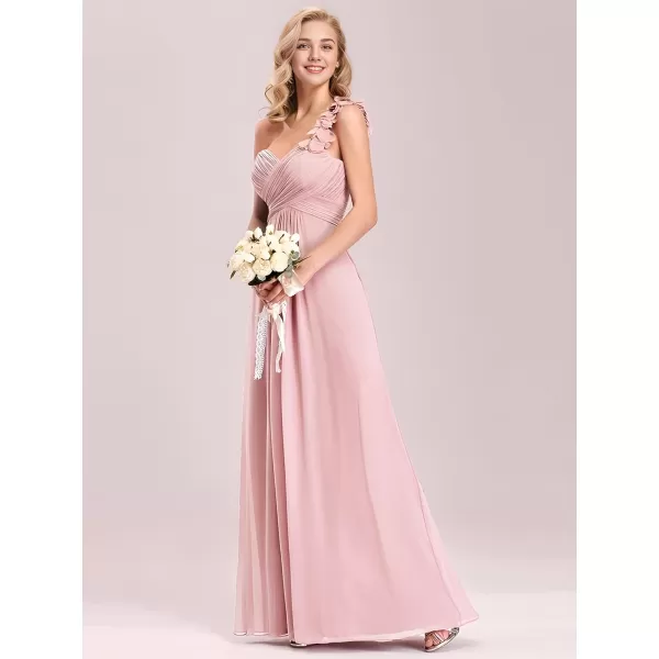 imageEverPretty Womens Sexy Chiffon One Shoulder Sweetheart Floor Length Pleated Wedding Geust Summer Formal Dresses 09768Pink