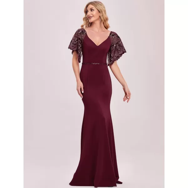 imageEverPretty Womens VNeck Fishtail FloorLength Evening Formal Dress Burgundy US06