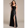 imageEverPretty Womens Floor Length Split Satin Square Neck A Line Sleeveless Bridesmaid Dress 02330Black