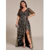 imageEverPretty Womens Plus Size Gorgeous A Line Sequin Embroidered Formal Evening Dress with Sleeves 02083DABlack Gold