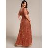 imageEverPretty Womens Plus Size Gorgeous A Line Sequin Embroidered Formal Evening Dress with Sleeves 02083DABurnt Orange