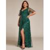 imageEverPretty Womens Plus Size Gorgeous A Line Sequin Embroidered Formal Evening Dress with Sleeves 02083DADark Green