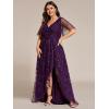 imageEverPretty Womens Plus Size Gorgeous A Line Sequin Embroidered Formal Evening Dress with Sleeves 02083DADeep Purple