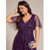 imageEverPretty Womens Plus Size Gorgeous A Line Sequin Embroidered Formal Evening Dress with Sleeves 02083DADeep Purple