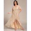 imageEverPretty Womens Plus Size Gorgeous A Line Sequin Embroidered Formal Evening Dress with Sleeves 02083DAGold